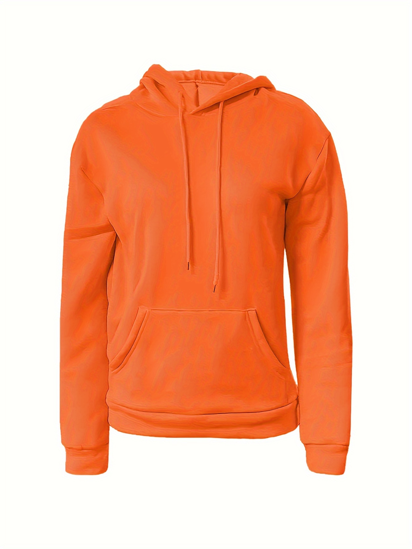 solid kangaroo pocket hoodie without pants casual long sleeve drawstring hoodies sweatshirt womens clothing details 13