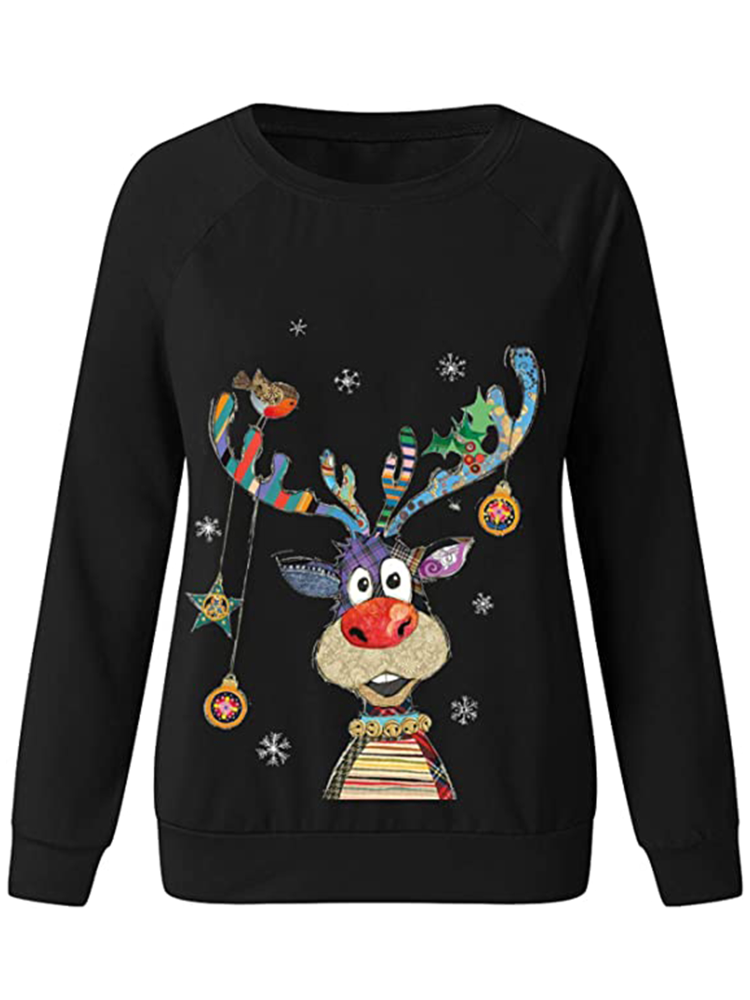 womens sweatshirt casual christmas crew neck printed long sleeve fashion fall loose pullover details 8