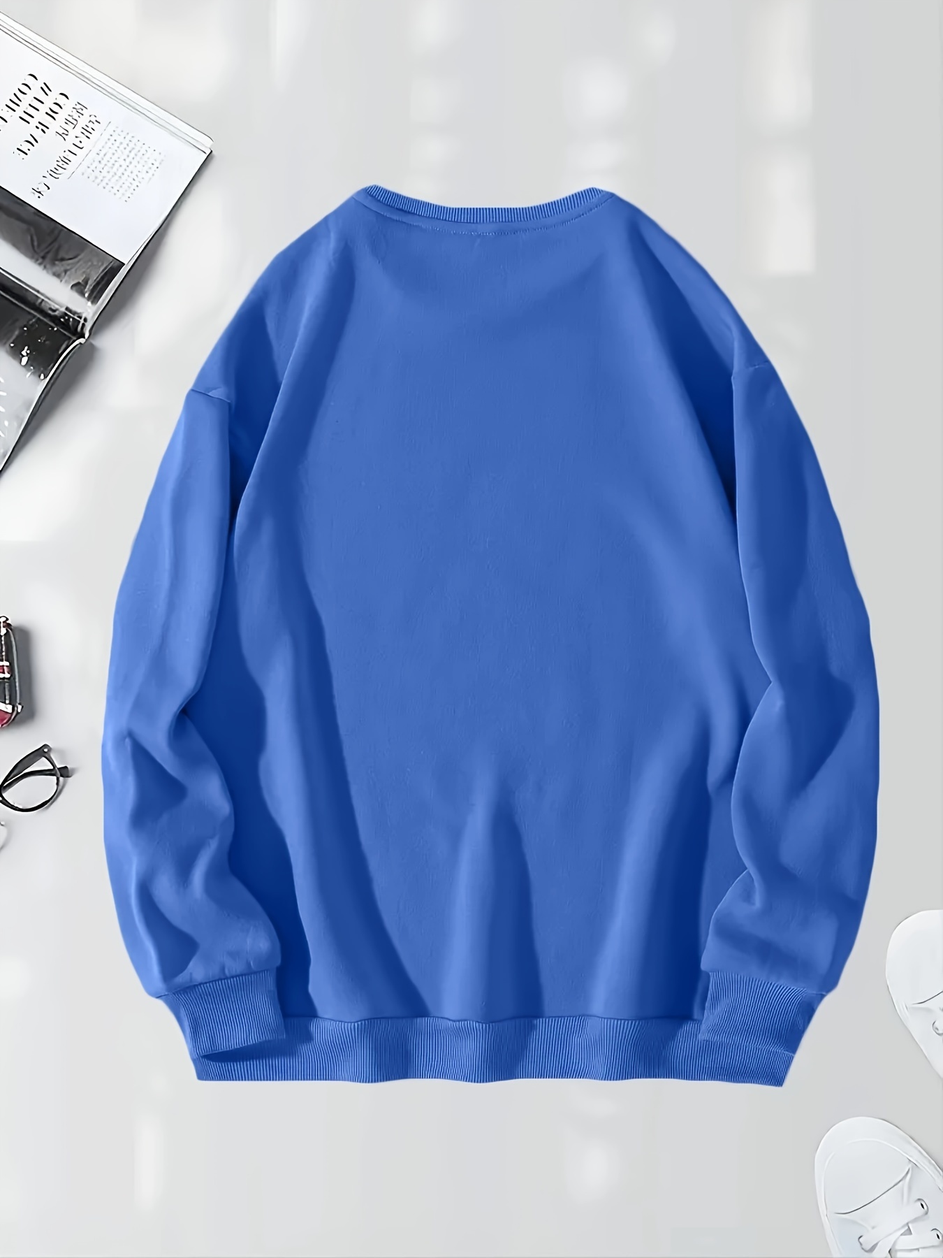 versatile solid pullover sweatshirt casual long sleeve crew neck sweatshirt for fall winter womens clothing details 5