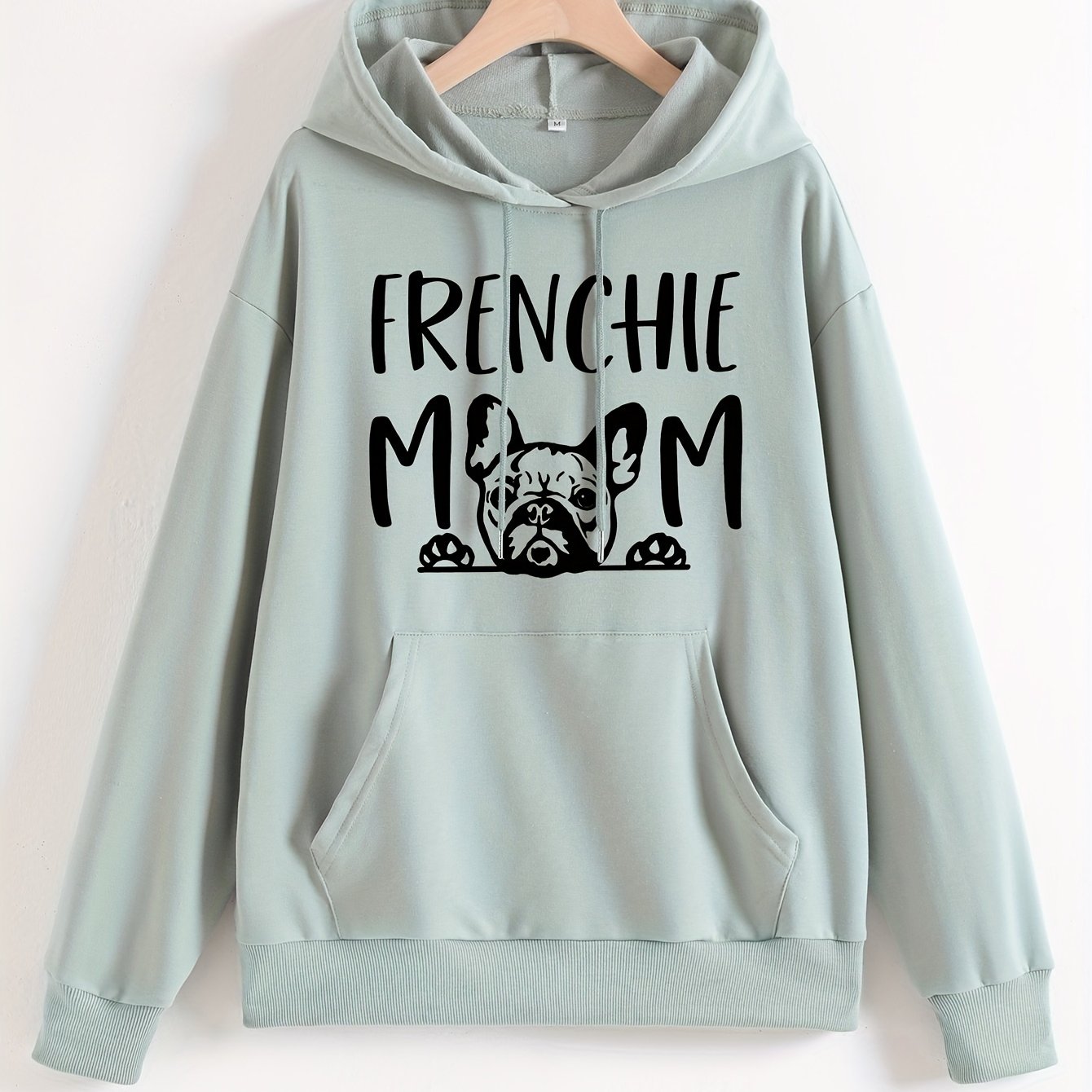 Frenchie Mom Cotton Blend Hoodie – All-Season Casual Long Sleeve Pullover, Stylish & Comfortable Women's Fashion