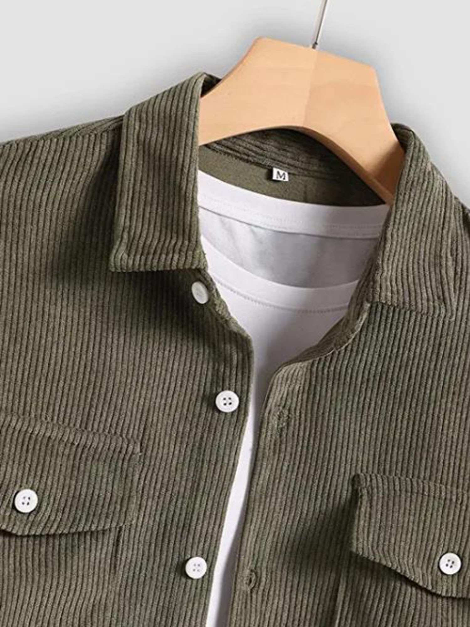 thin material mens casual long sleeve corduroy button long sleeeves shirt jacket with pocket jacket gifts details 40