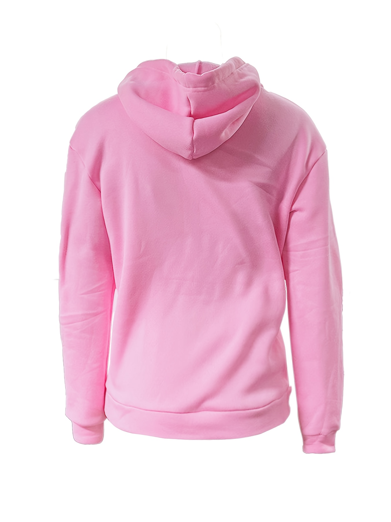solid kangaroo pocket hoodie without pants casual long sleeve drawstring hoodies sweatshirt womens clothing details 19