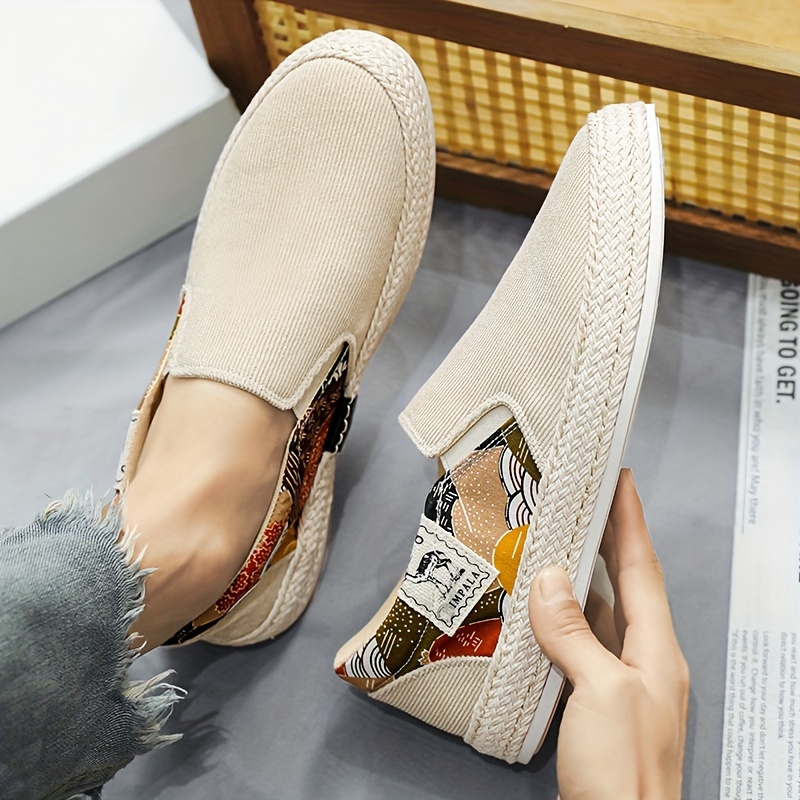 men s creative pattern design espadrilles corduroy uppers details 12