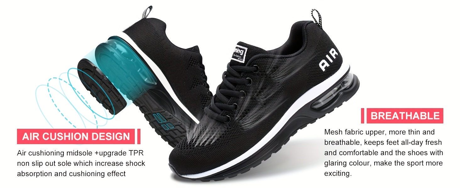 Women s Lightweight Walking Sneakers, Air-Cushioned Breathable Mesh Tennis Running Shoes, Comfy Low Top Athletic Shoes details 1