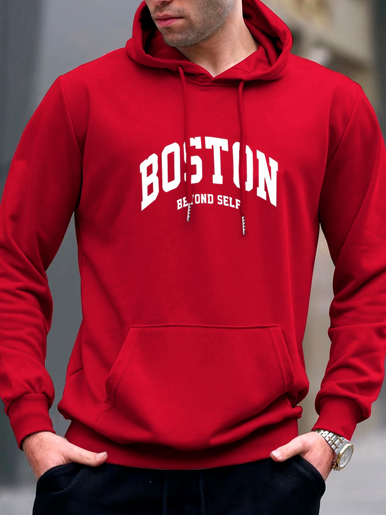 boston print mens pullover round neck hoodies with kangaroo pocket long sleeve hooded sweatshirt loose casual top for autumn winter mens clothing as gifts details 35