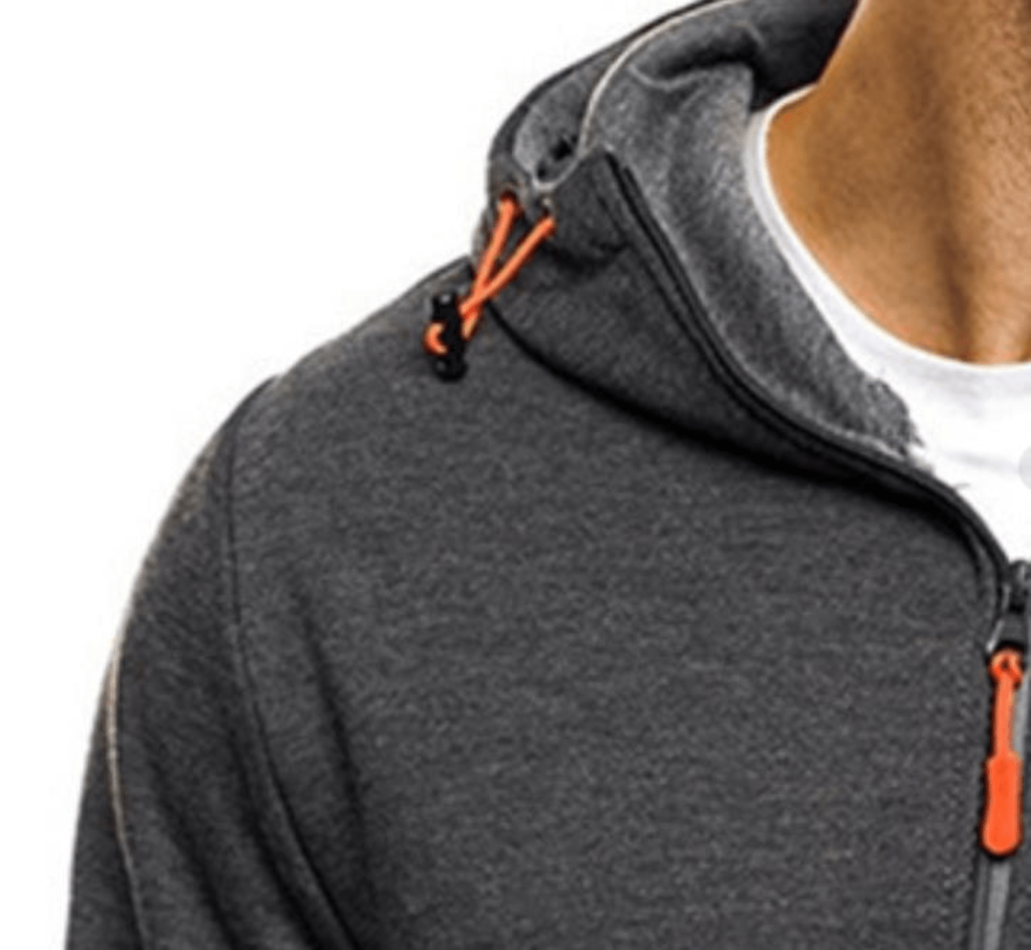 mens zip up hooded jacket with zipper pockets casual loose hoodie for workout running details 8