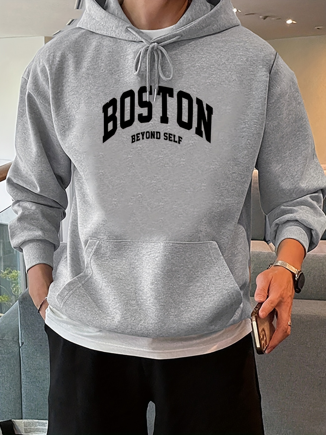 boston print mens pullover round neck hoodies with kangaroo pocket long sleeve hooded sweatshirt loose casual top for autumn winter mens clothing as gifts details 45