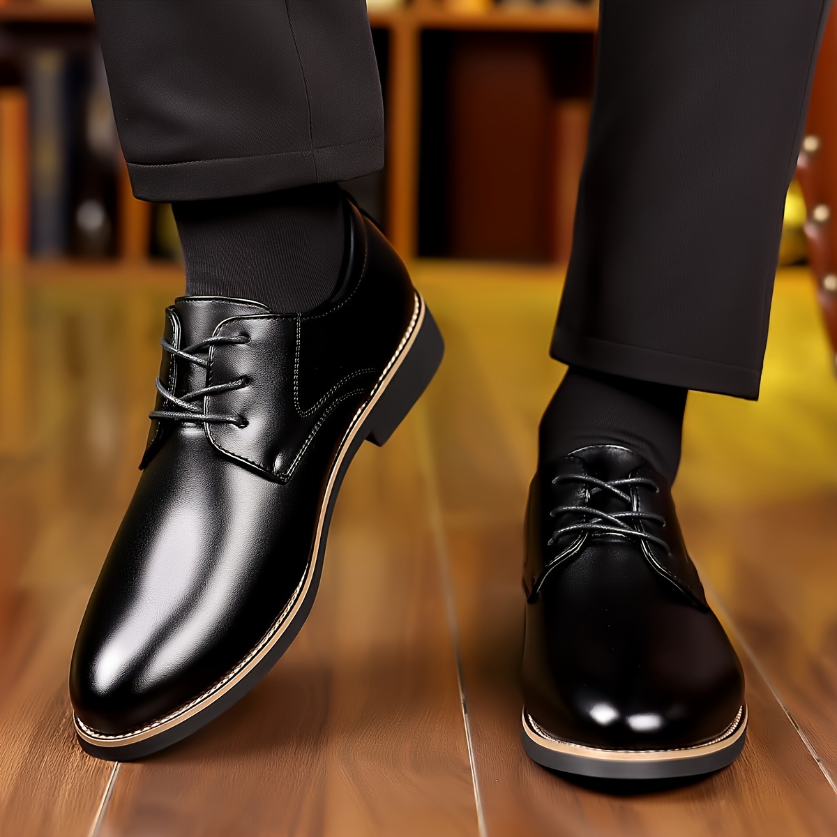 solid derby shoes plus size men s pu leather uppers wear details 0