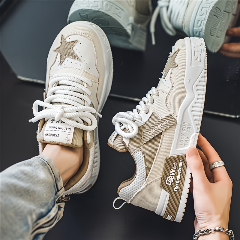 leather skate shoes men s lace solid pu comfy non slip details 6