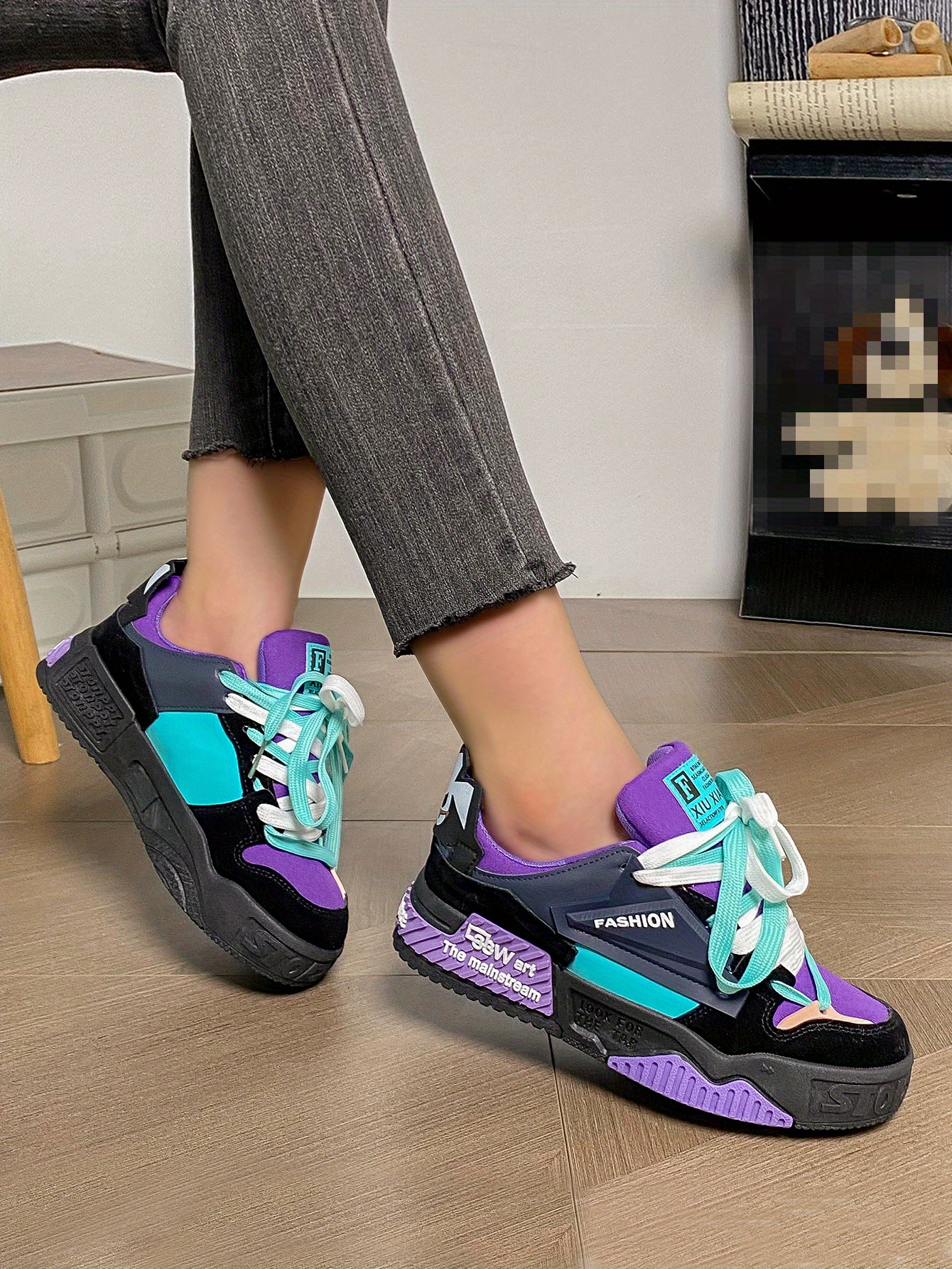 platform skate shoes women s trendy colorblock heightening details 6