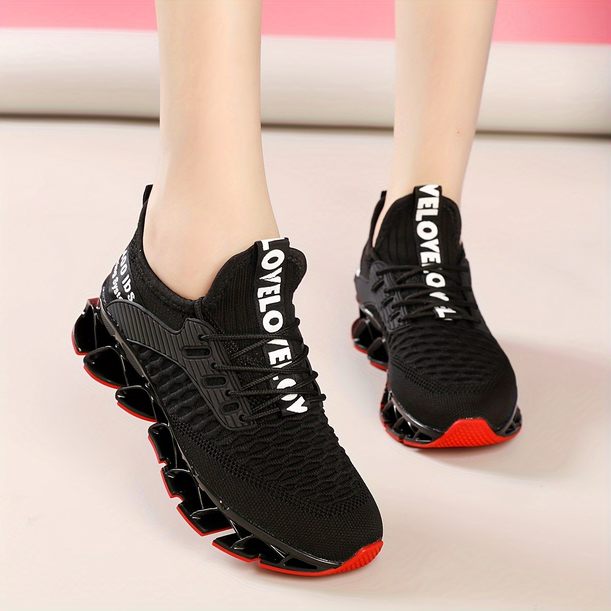 knitted sports shoes women s fashion breathable low top details 3