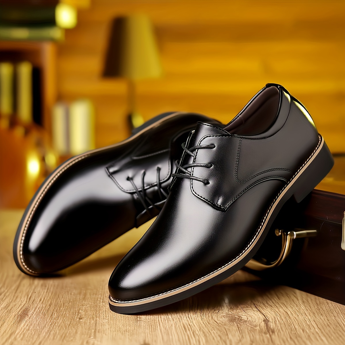 solid derby shoes plus size men s pu leather uppers wear details 2