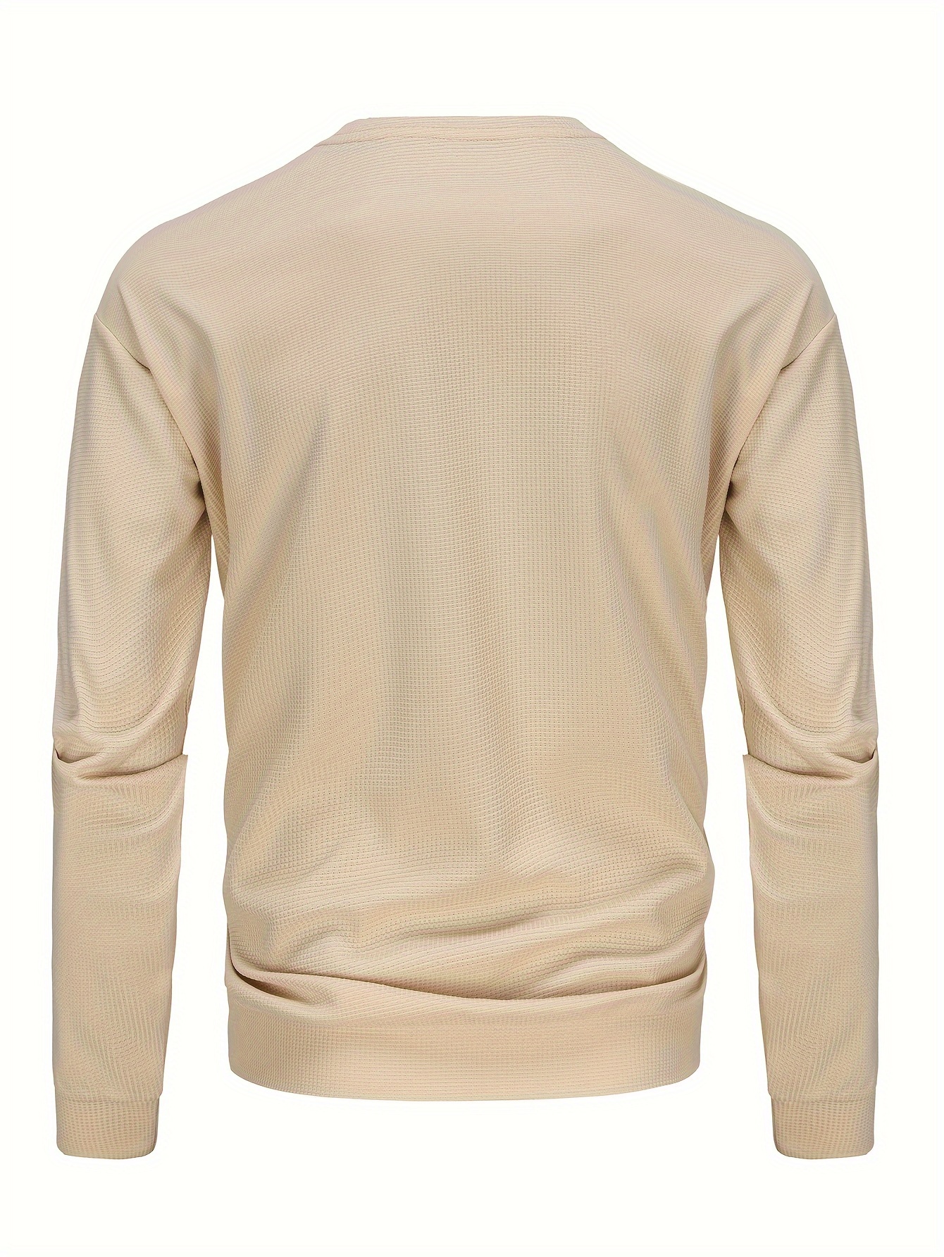 mens stylish loose solid sweatshirt casual slightly stretch breathable crew neck long sleeve top for spring fall outdoor details 17