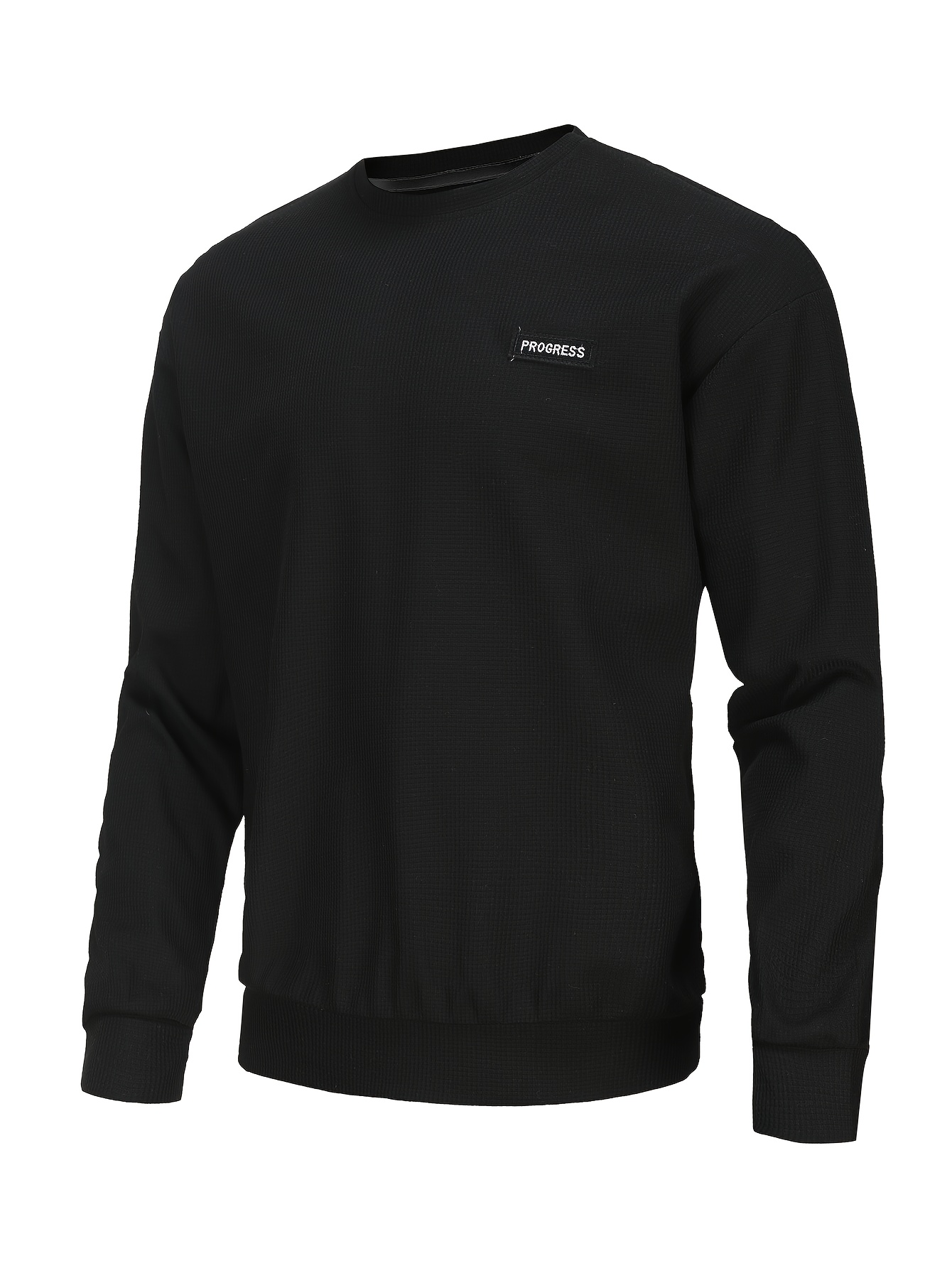 mens stylish loose solid sweatshirt casual slightly stretch breathable crew neck long sleeve top for spring fall outdoor details 8