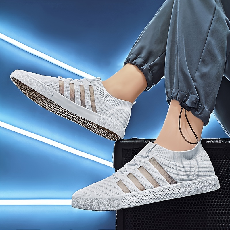striped skateboard shoes men s trendy woven knit breathable details 1