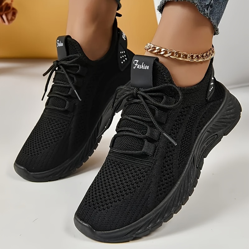 knitted sports shoes women s lightweight lace breathable details 4