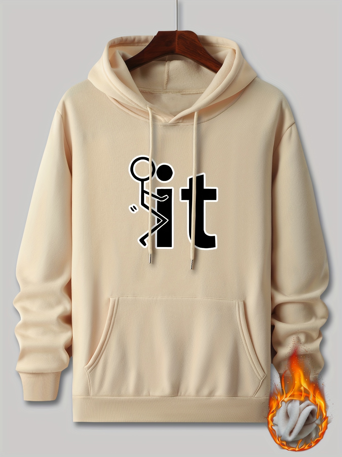 stick figure print mens pullover round neck long sleeve hooded sweatshirt pattern loose casual top for autumn winter mens clothing as gifts details 10