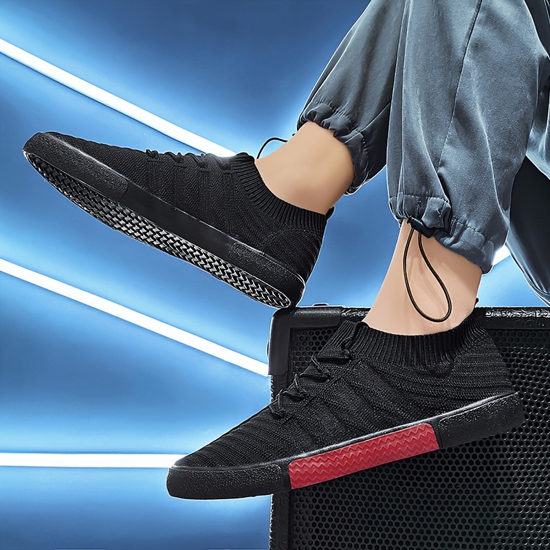 striped skateboard shoes men s trendy woven knit breathable details 2