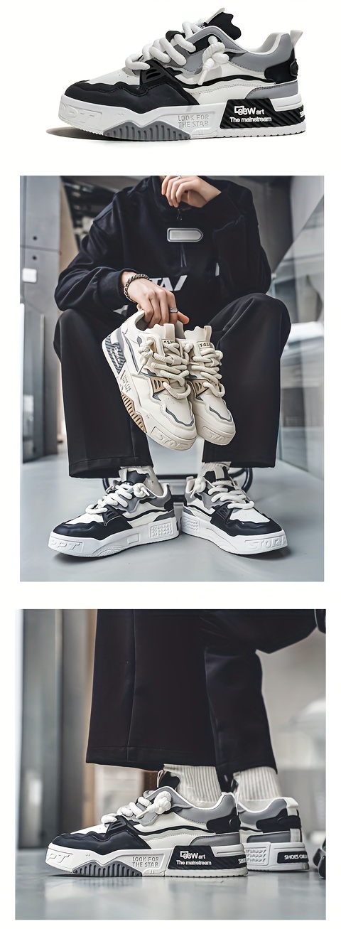 street style skate shoes men s trendy comfy non slip lace details 1