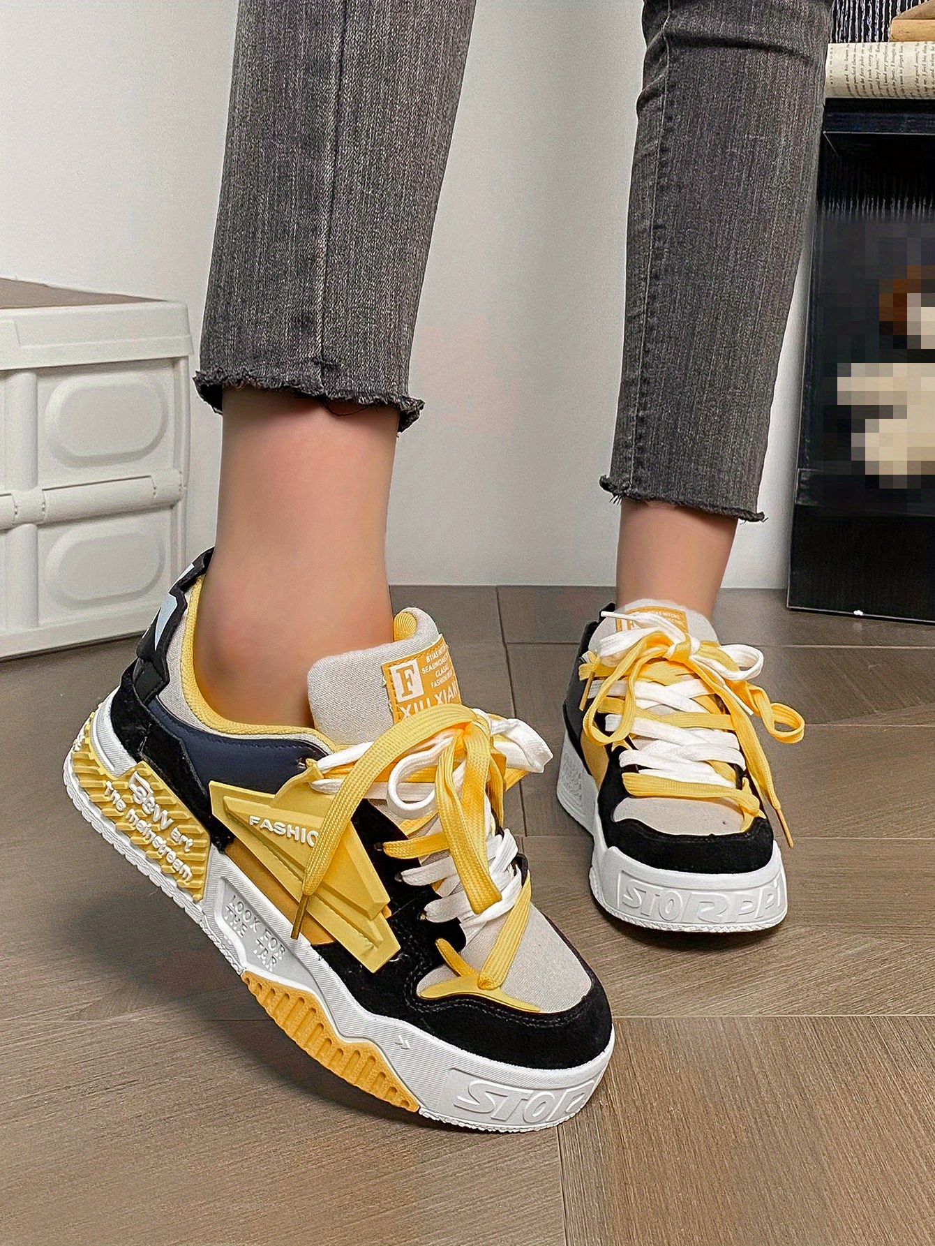 platform skate shoes women s trendy colorblock heightening details 5