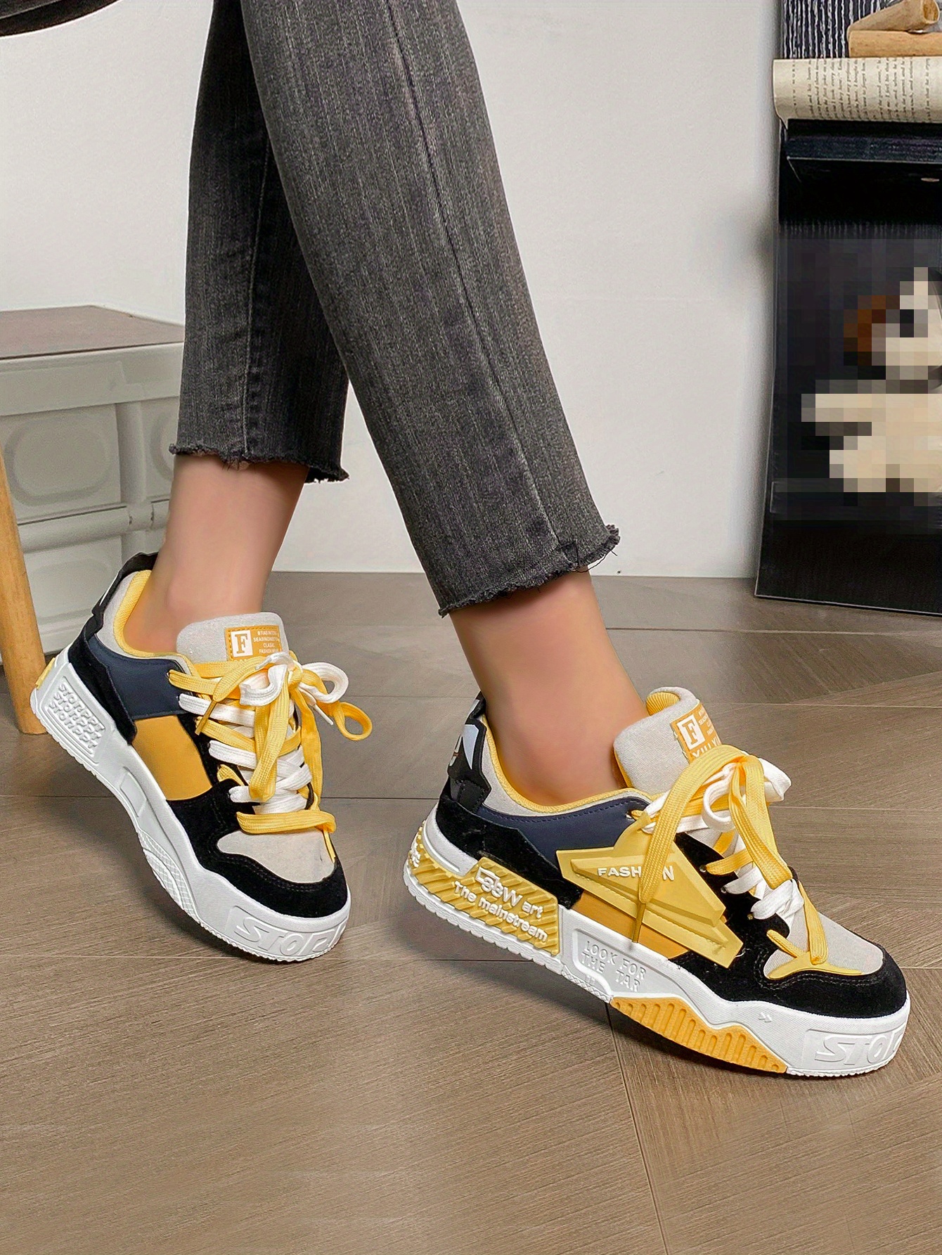 platform skate shoes women s trendy colorblock heightening details 4
