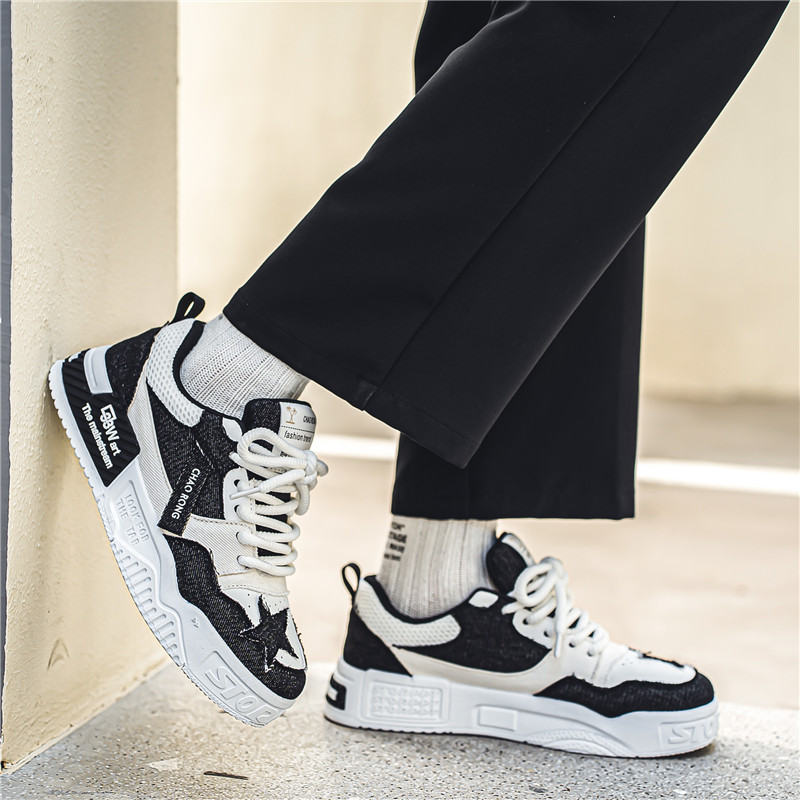 leather skate shoes men s lace solid pu comfy non slip details 4