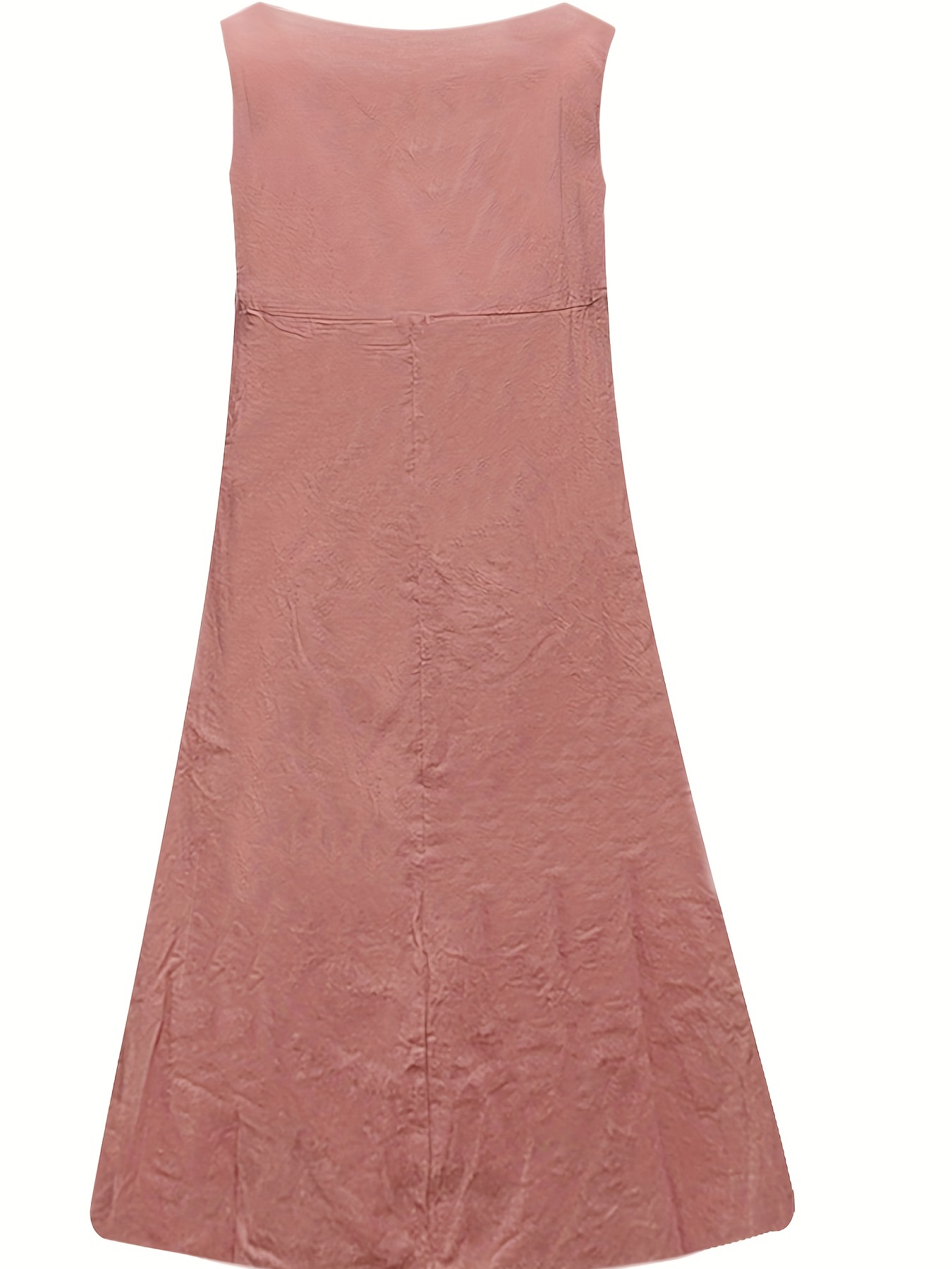 pocket front solid dress casual crew neck sleeveless simple dress womens clothing details 13