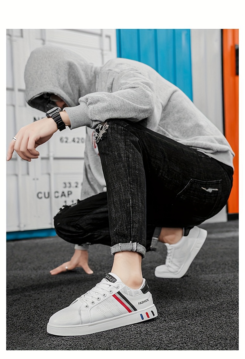 low top skateboard shoes plus size men s trendy striped details 1