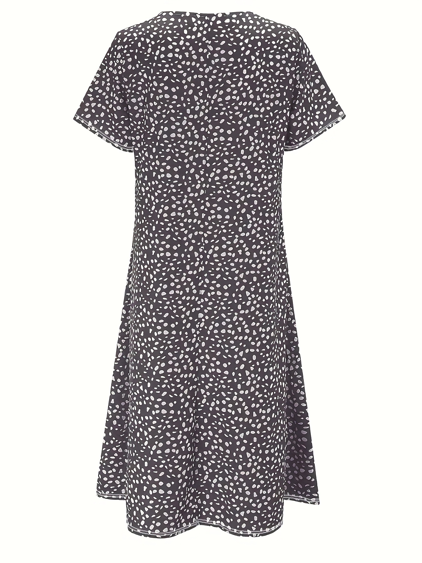 boho floral print dual pockets dress casual crew neck short sleeve dress womens clothing details 4