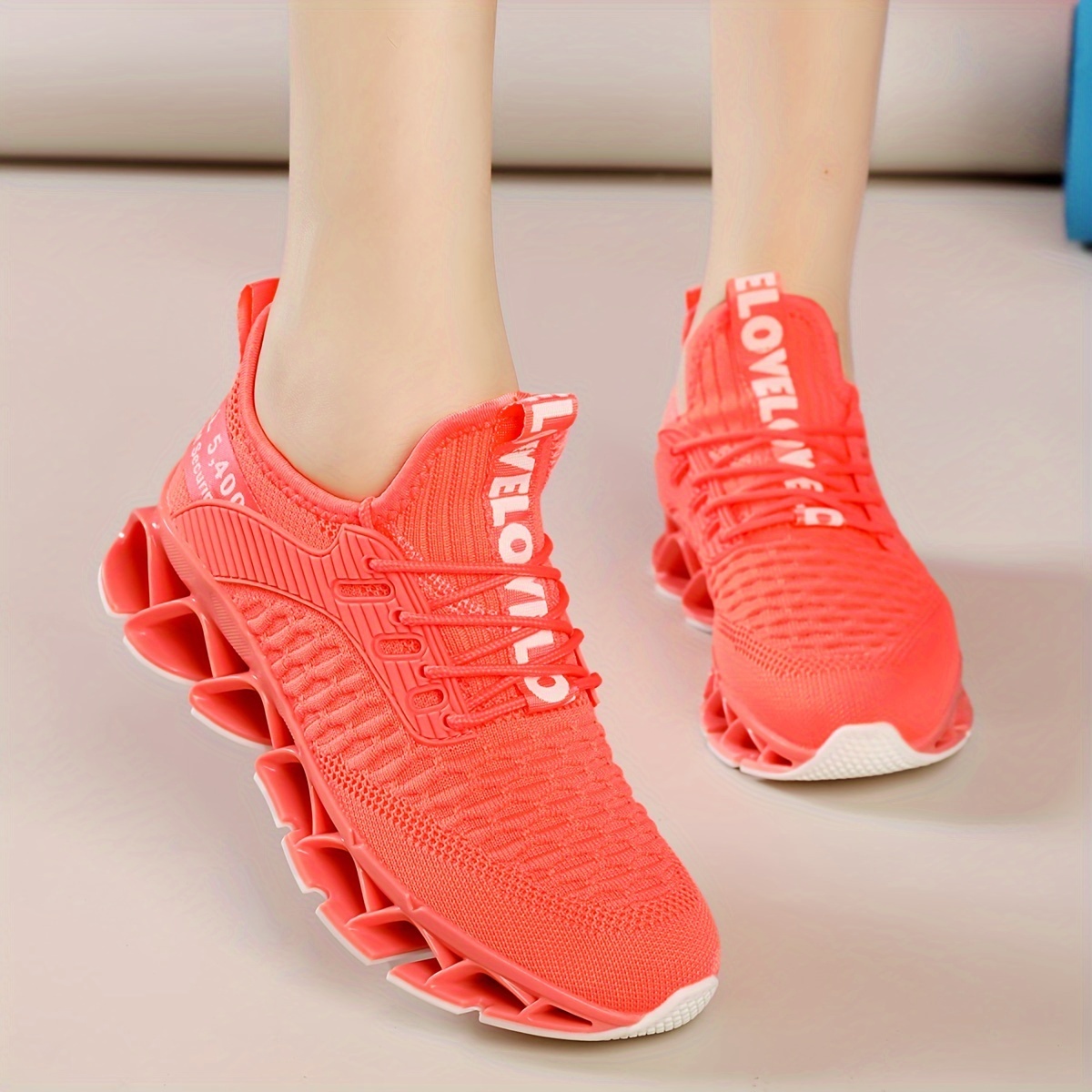 knitted sports shoes women s fashion breathable low top details 2