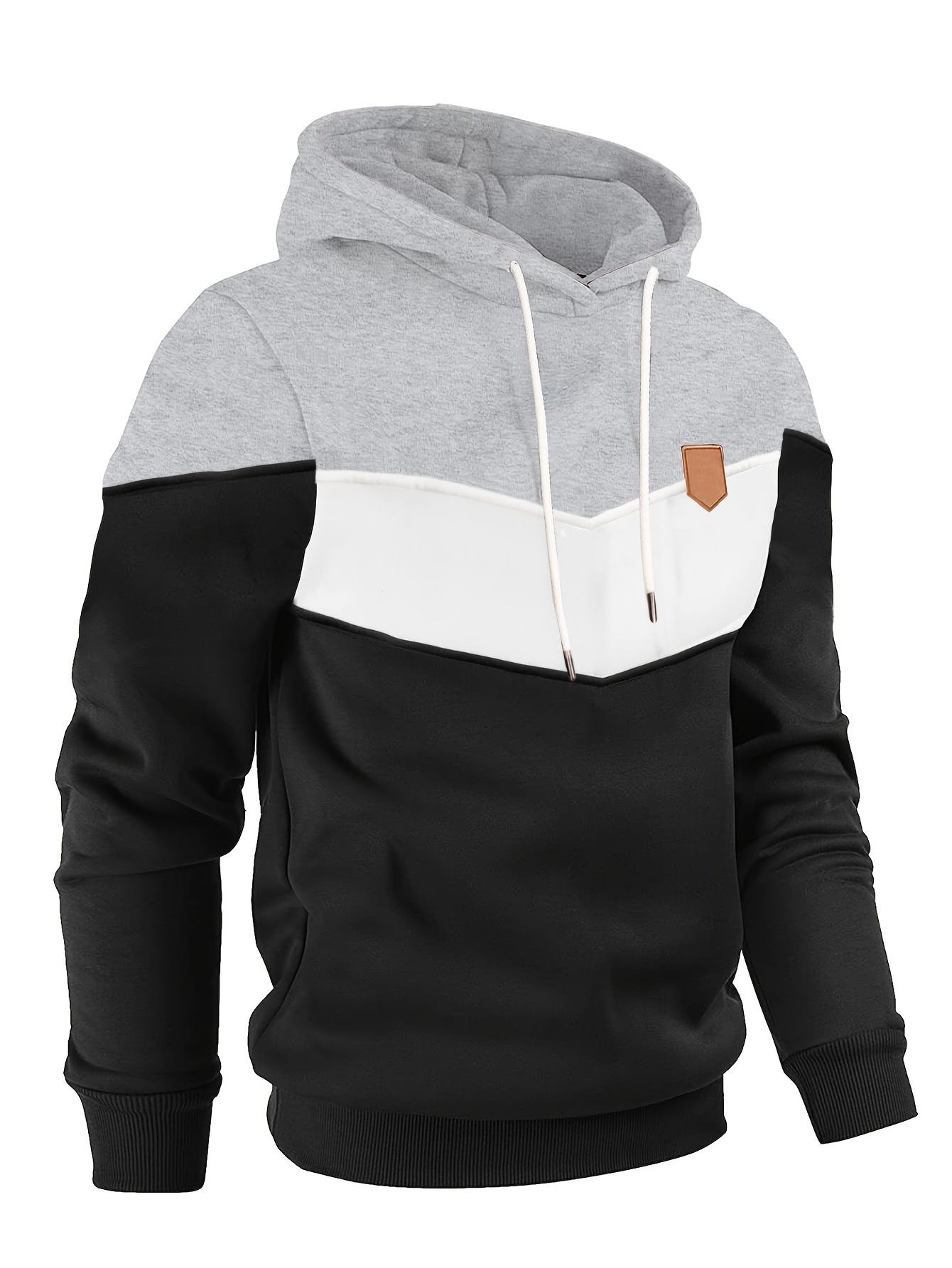 color block hoodie cool hoodies for men mens casual classic design pullover hooded sweatshirt with kangaroo pocket streetwear for winter fall as gift details 2