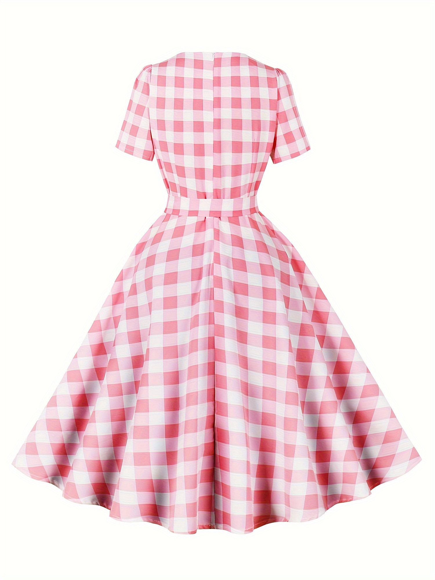 polka dot a line dress vintage squared neck short sleeve party dress womens clothing details 9