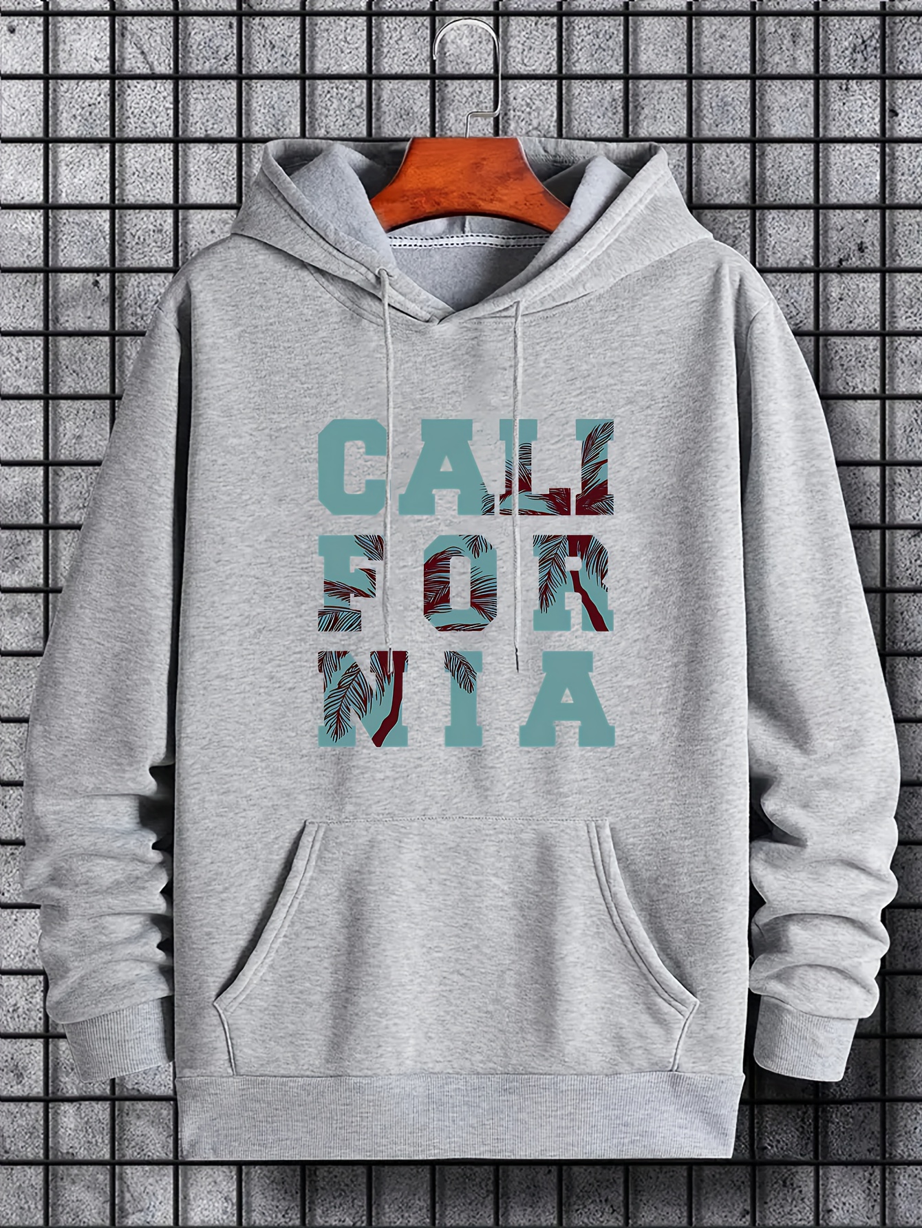 california print hoodies for men graphic sweatshirt with kangaroo pocket comfy trendy hooded pullover mens clothing for fall winter details 5