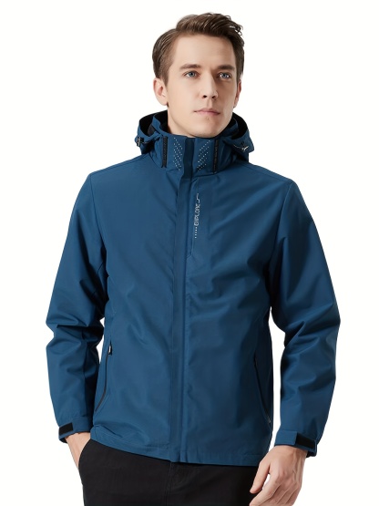 Men's Lightweight Waterproof Hooded Rain Jacket - Outdoor Hiking Windbreaker Coat