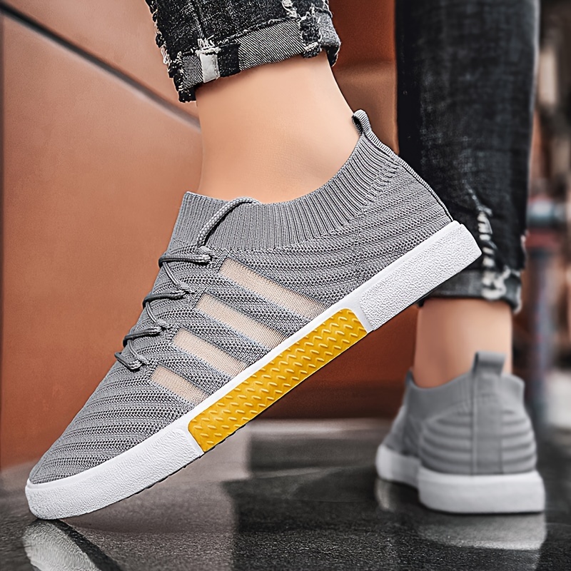 striped skateboard shoes men s trendy woven knit breathable details 5