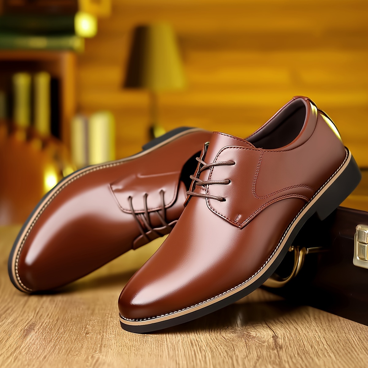 solid derby shoes plus size men s pu leather uppers wear details 3