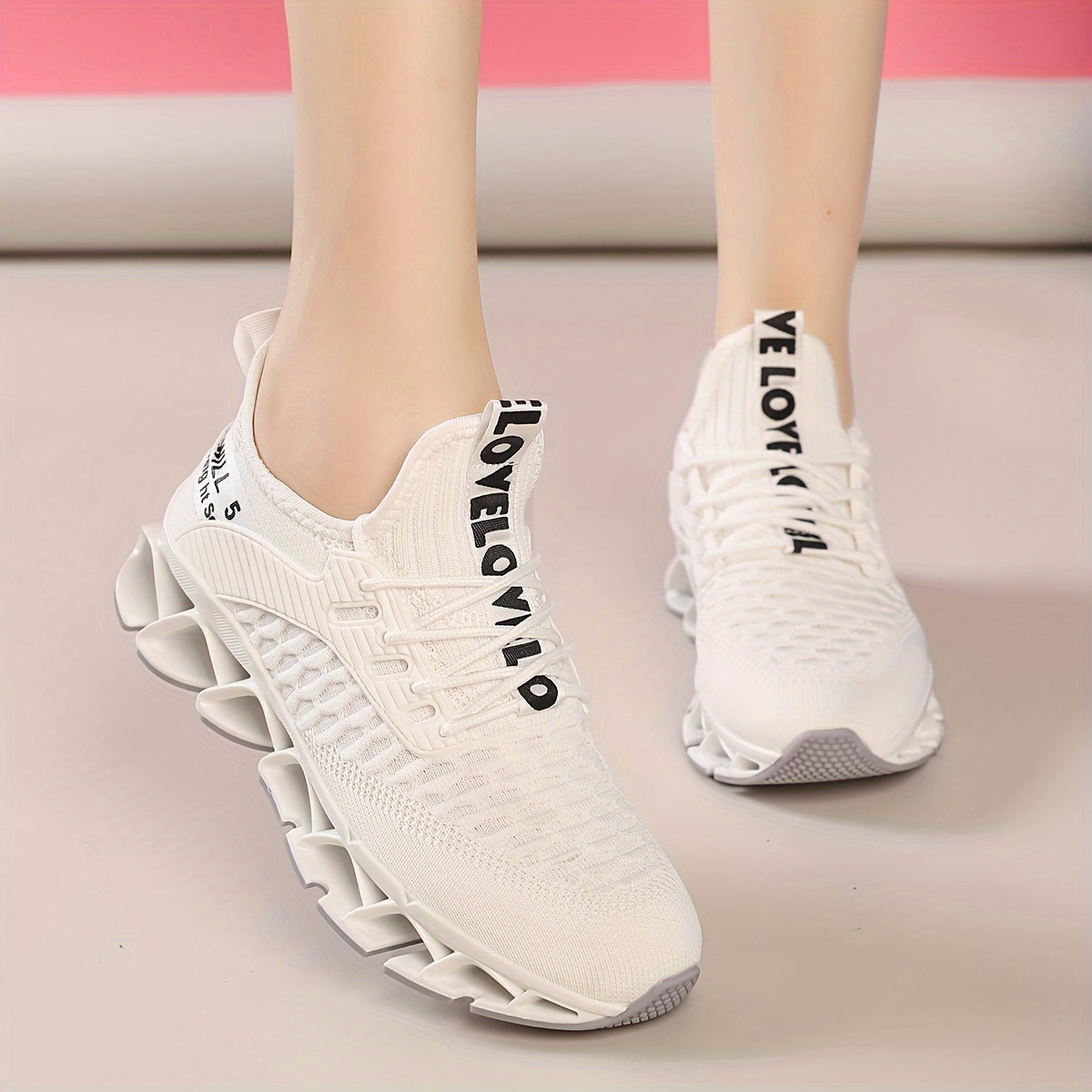 knitted sports shoes women s fashion breathable low top details 1