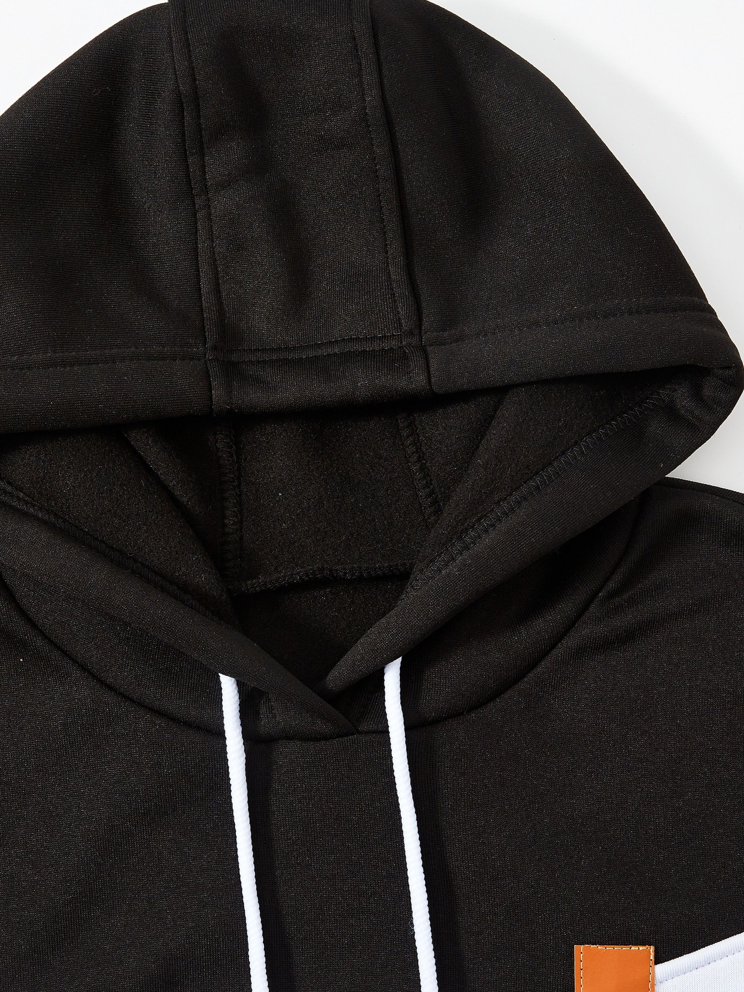 color block hoodie cool hoodies for men mens casual classic design pullover hooded sweatshirt with kangaroo pocket streetwear for winter fall as gift details 8