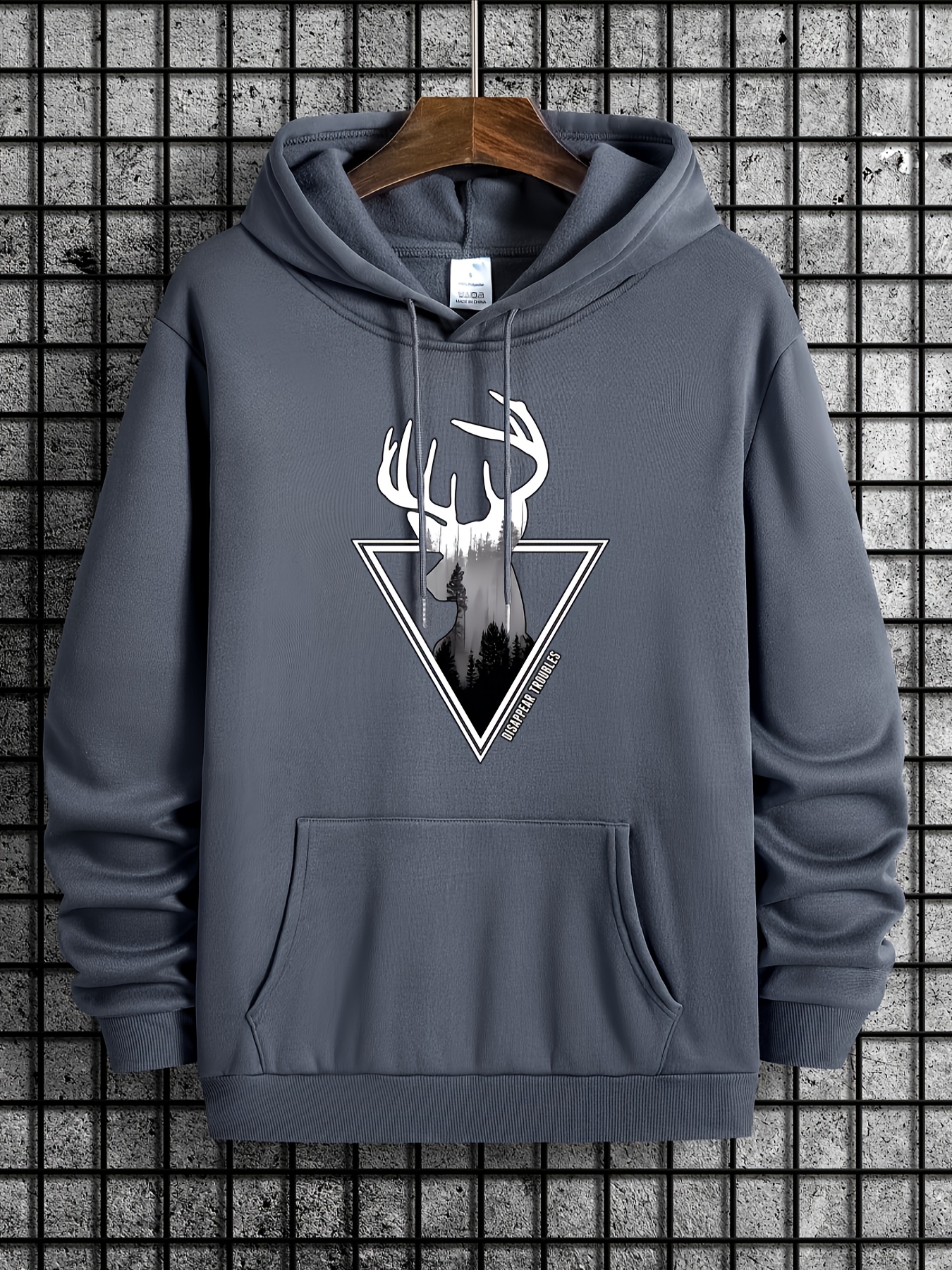 deer print hoodie cool hoodies for men mens casual graphic design pullover hooded sweatshirt with kangaroo pocket streetwear for winter fall as gifts details 15
