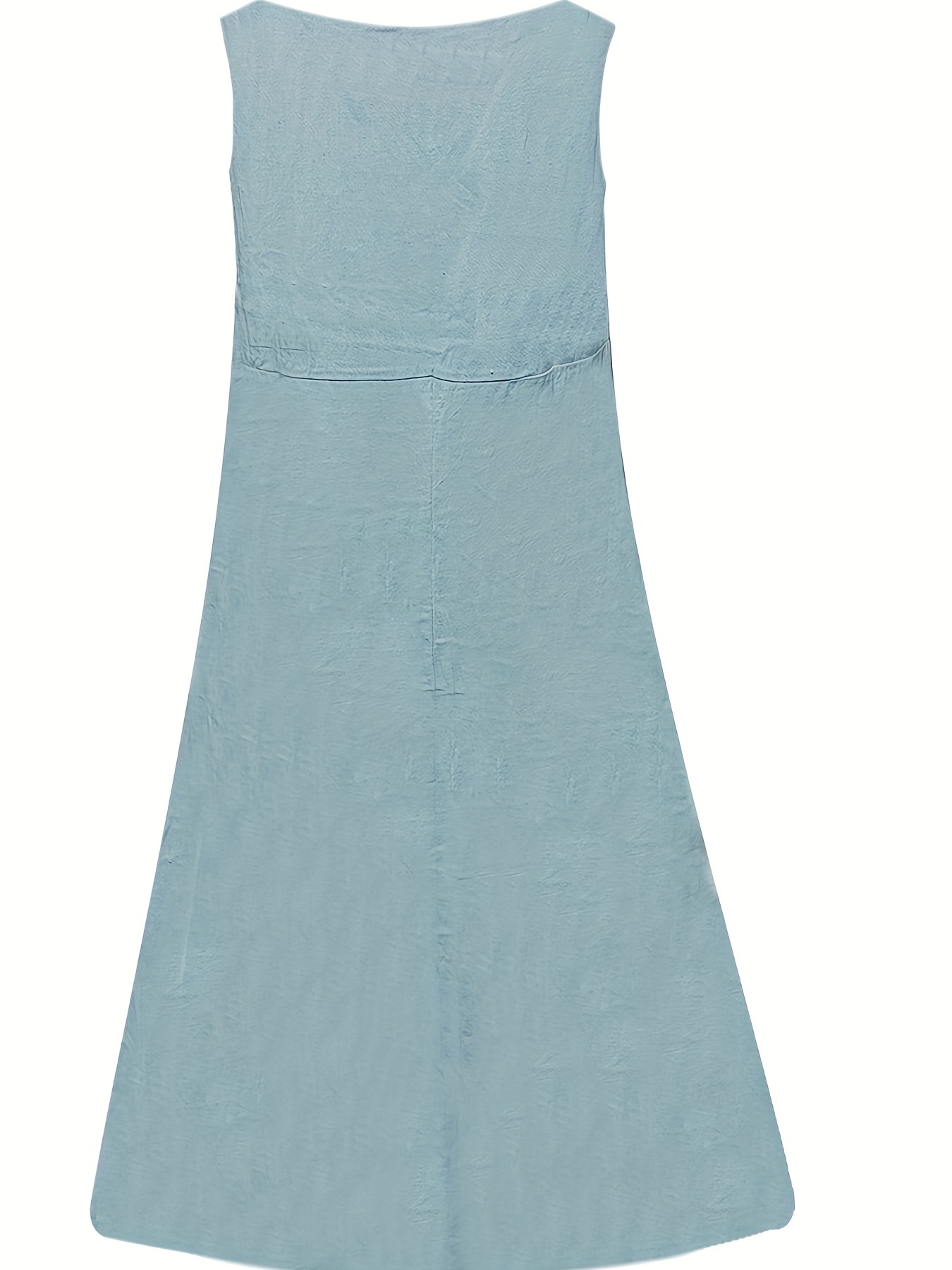 pocket front solid dress casual crew neck sleeveless simple dress womens clothing details 18