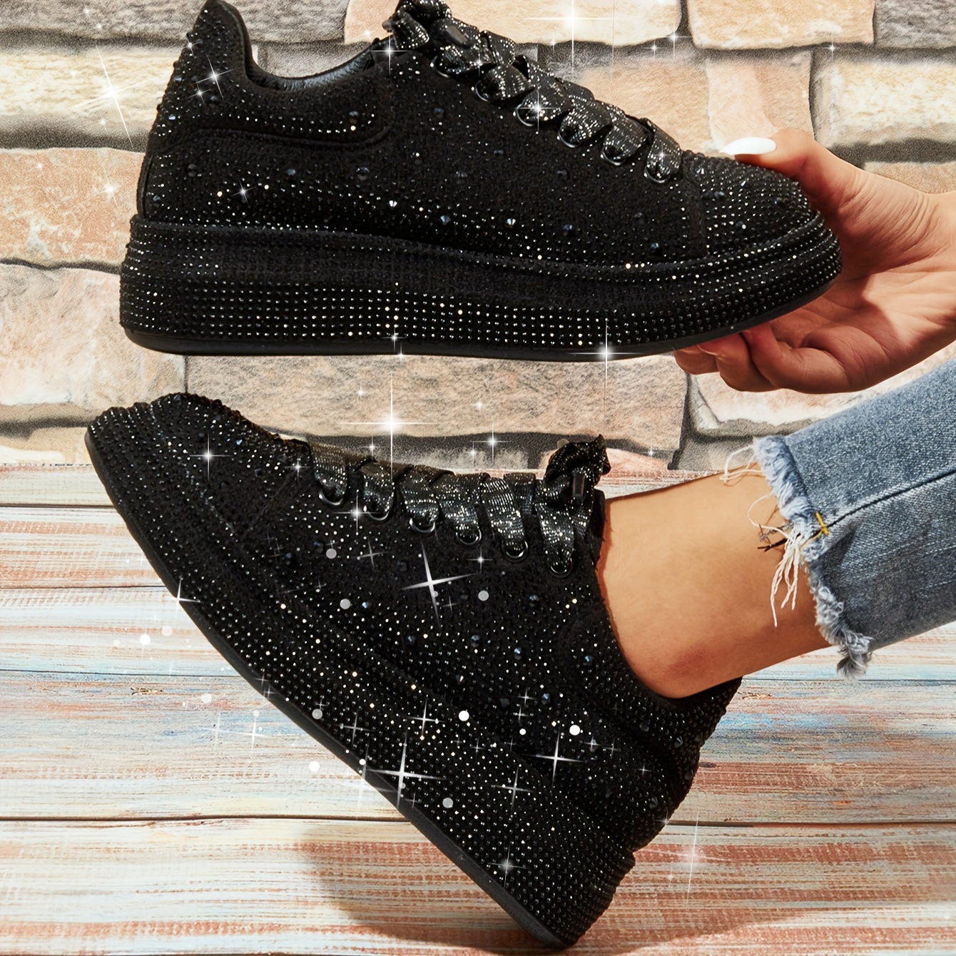 prom sneakers women rhinestone sparkly blingbling party details 0