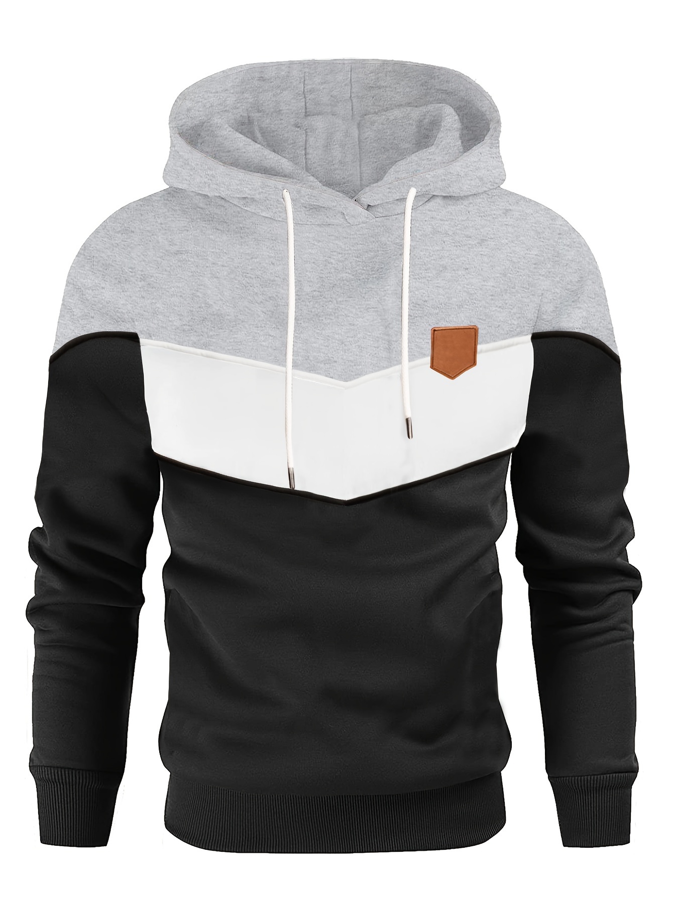 color block hoodie cool hoodies for men mens casual classic design pullover hooded sweatshirt with kangaroo pocket streetwear for winter fall as gift details 0
