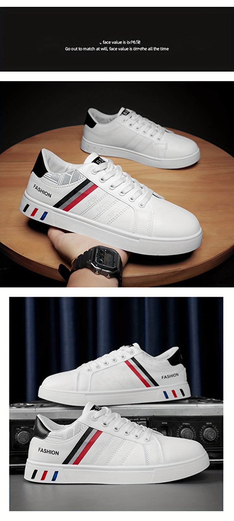 low top skateboard shoes plus size men s trendy striped details 6