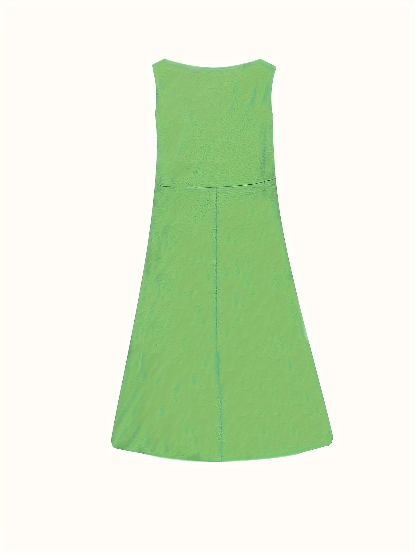 pocket front solid dress casual crew neck sleeveless simple dress womens clothing details 7