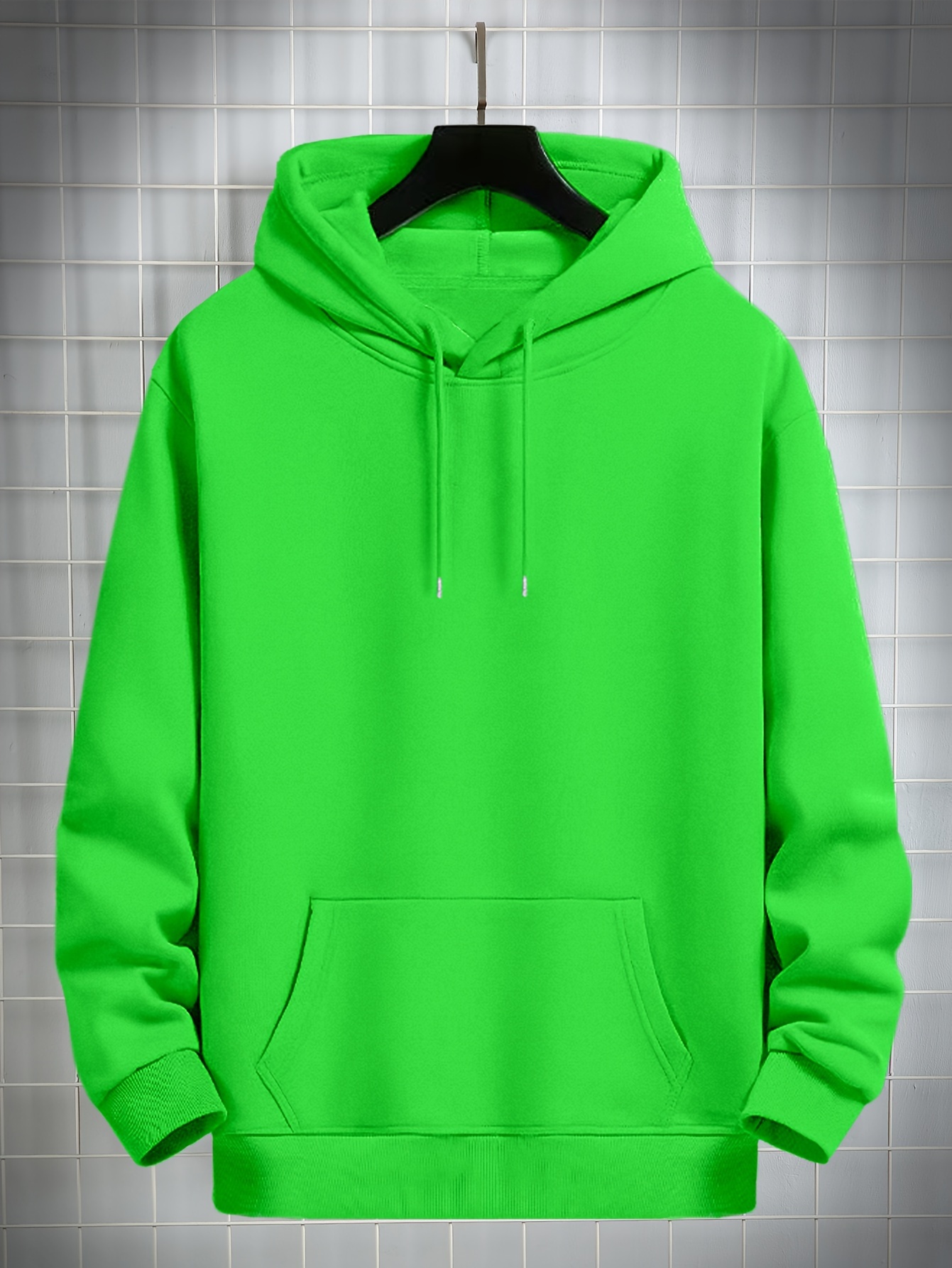 simple solid color hoodie with kangaroo pocket mens casual pullover hooded sweatshirt details 20