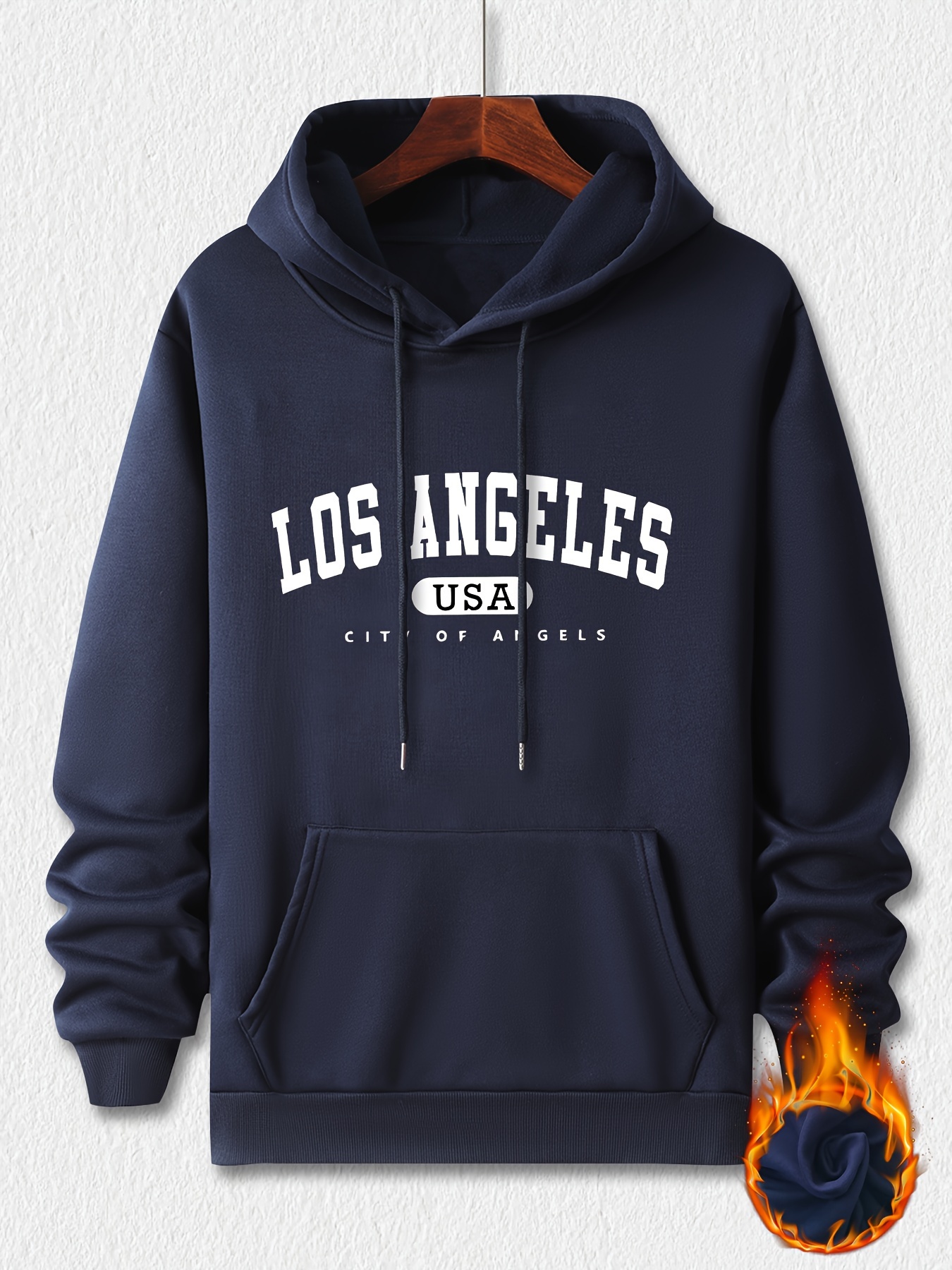 los angeles print hoodie cool hoodies for men mens casual graphic design pullover hooded sweatshirt with kangaroo pocket streetwear for winter fall as gifts details 5