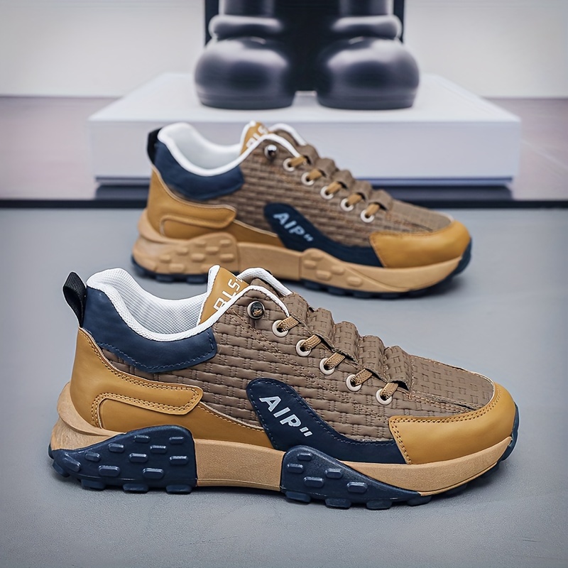 durable sneakers men s trendy colour block comfy non slip details 8