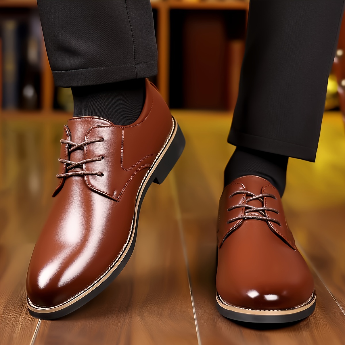 solid derby shoes plus size men s pu leather uppers wear details 7