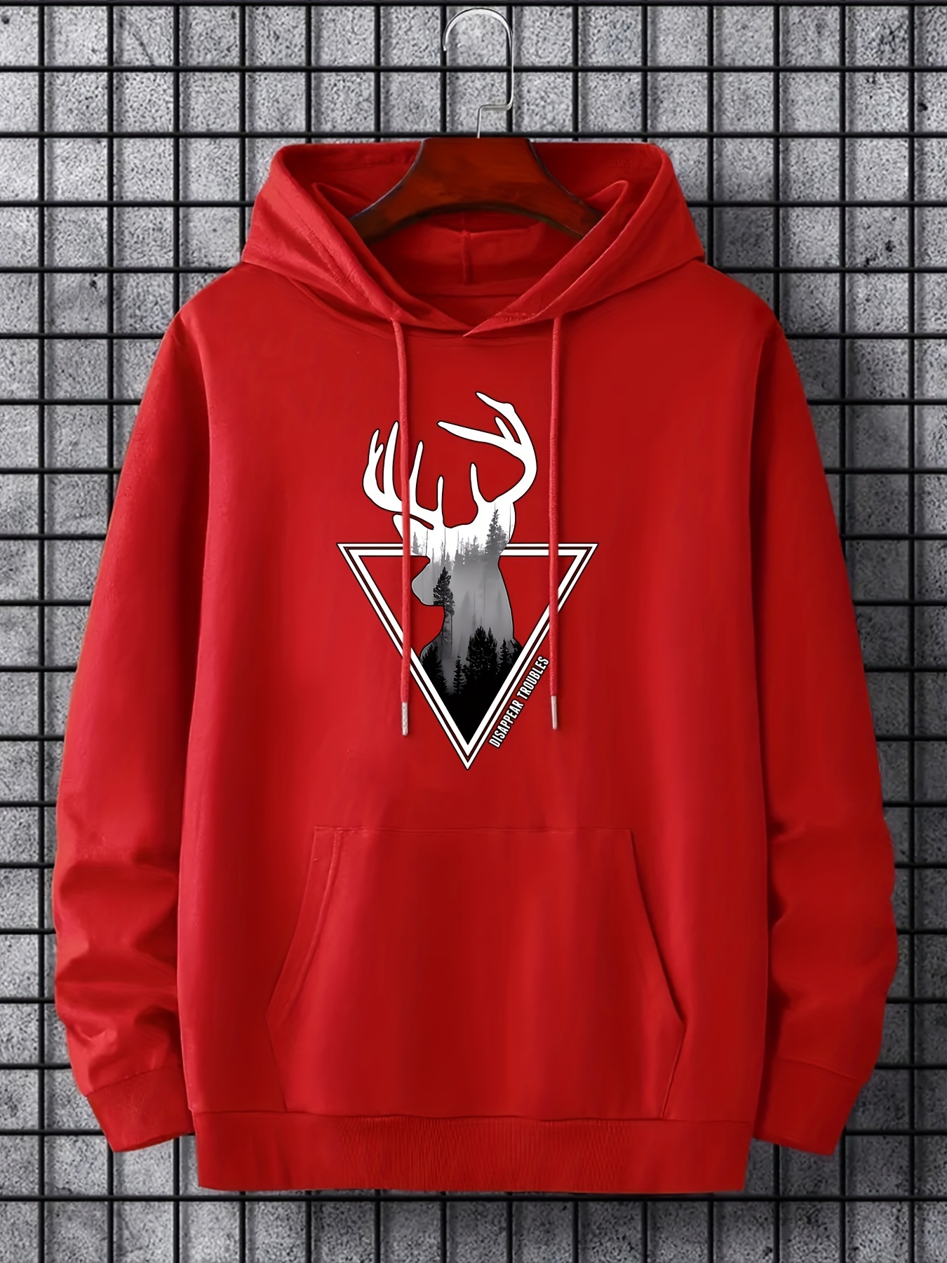 deer print hoodie cool hoodies for men mens casual graphic design pullover hooded sweatshirt with kangaroo pocket streetwear for winter fall as gifts details 0
