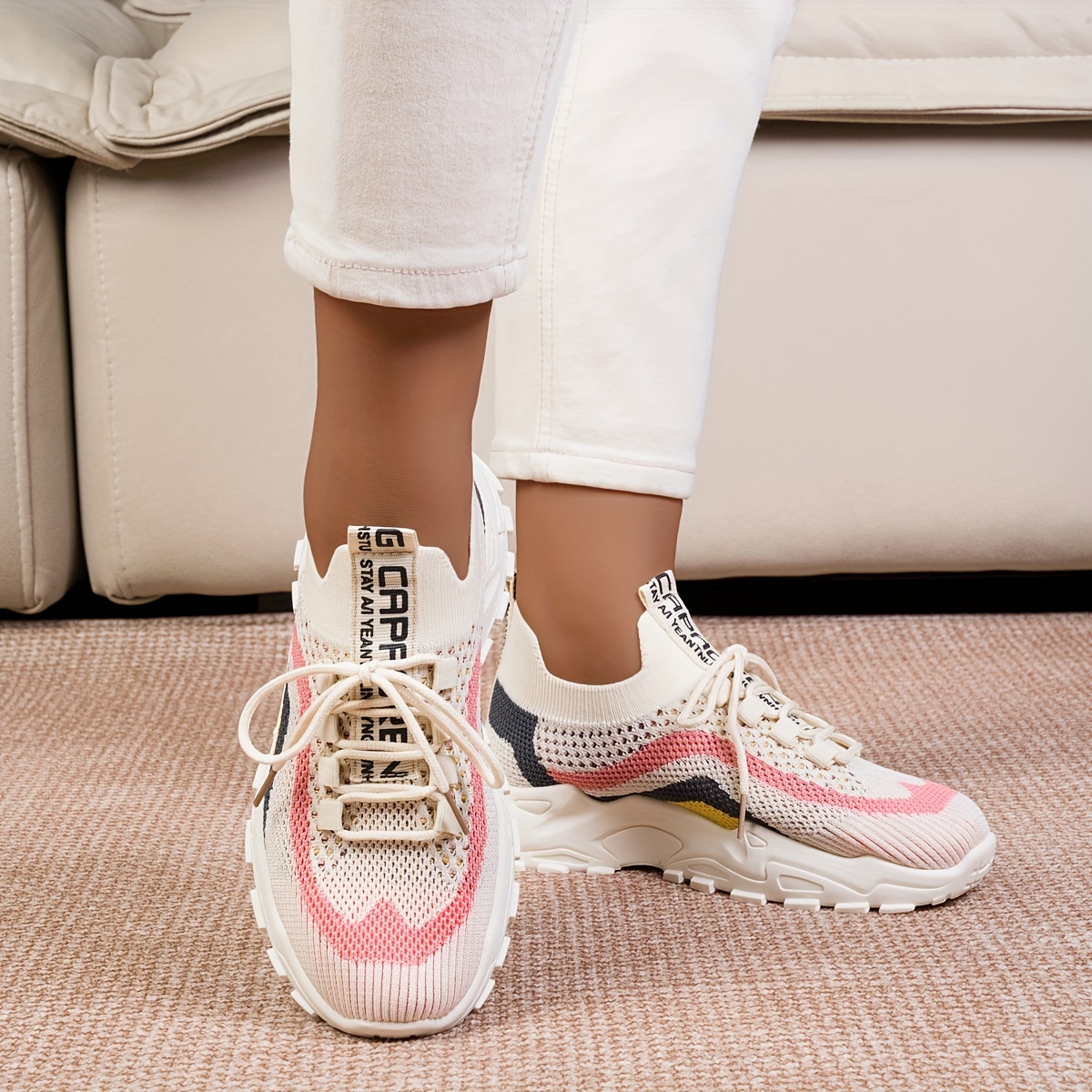 breathable mesh platform sneakers women s casual lace details 0